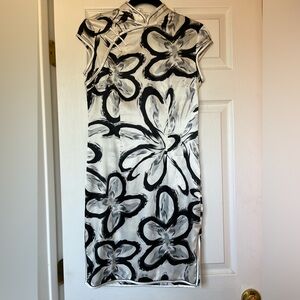 Black and White Silk Dress